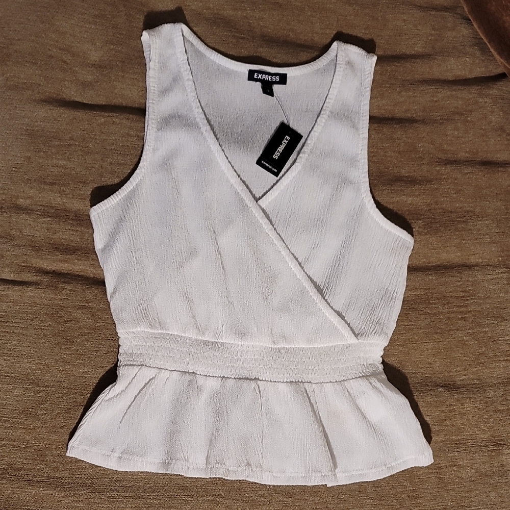 Express White Wrap Top